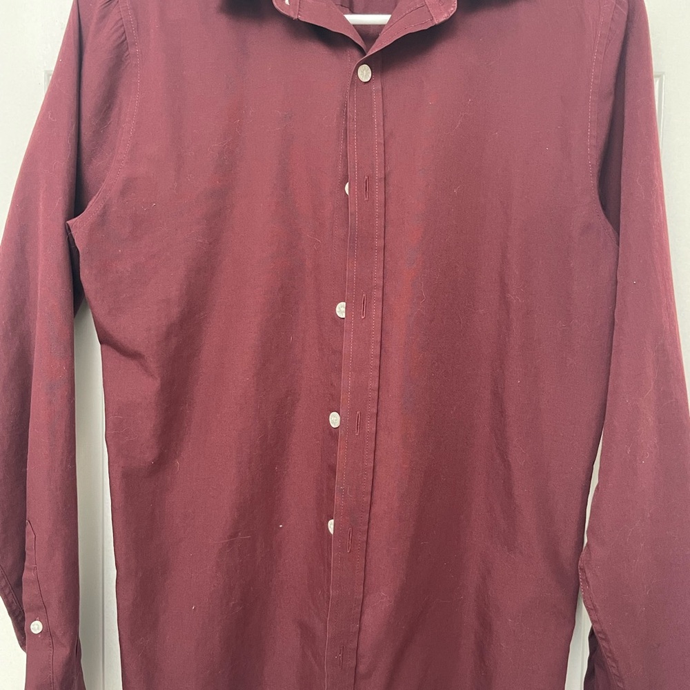 Topman Dark Red Casual Button Down Shirt